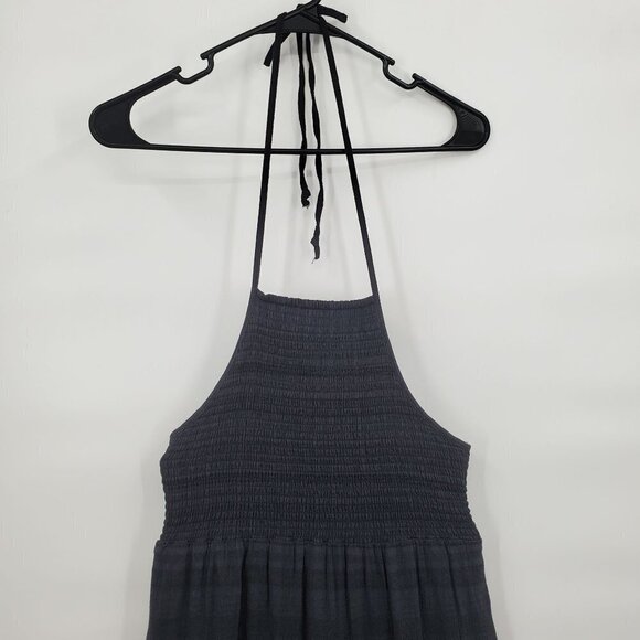 American Eagle Smock Mini Dress Halter Sleeveless Open Back Medium Womens Black - Picture 2 of 11
